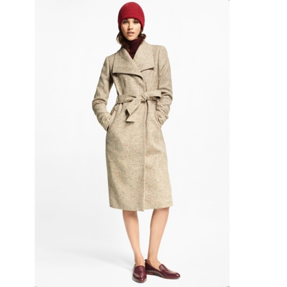 NWOT Brooks Brothers Flecked Herringbone Tweed Coat size 2